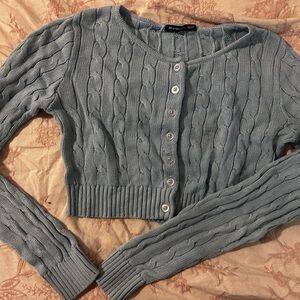 Women's Cable Knit Sweater - Light Blue